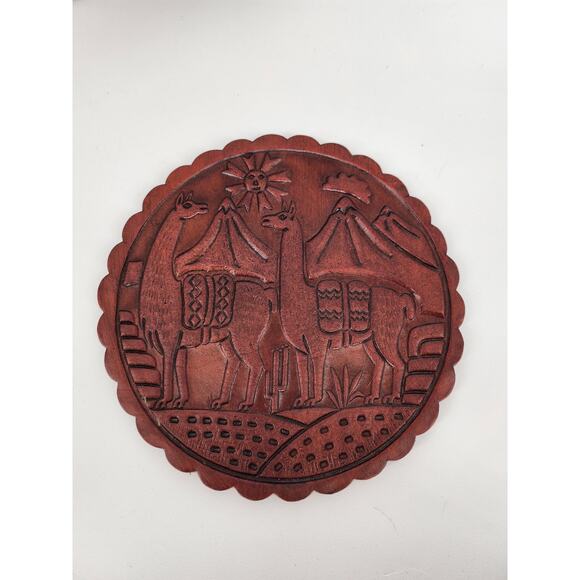 Genuine Peruvian Tooled Leather Coaster Set with Holder - Picture 4 of 12